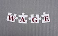 WAGE - word composed of paper white puzzles on a gray background