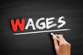 Wages text on blackboard Royalty Free Stock Photo