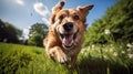 wagging happy dog running Royalty Free Stock Photo