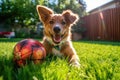 Wagging Tails and Big Grins: Capturing the Joy of a Playful Puppy on a Green Lawn