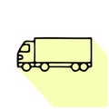 Waggon delivery flat line icon. Truck sign. Thin linear logo for cargo trucking