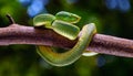 Wagler s pit viper on tree branch Royalty Free Stock Photo
