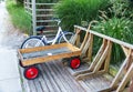 Wagon and bike infront of summer home on Fire Island Royalty Free Stock Photo