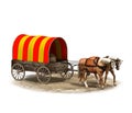 Wagon colonists, 3D rendering, illustration Royalty Free Stock Photo