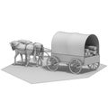 Wagon colonists, 3D rendering, illustration Royalty Free Stock Photo