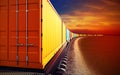 Wagon of freight train with containers Royalty Free Stock Photo
