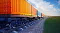 Wagon of freight train with containers