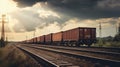 wagon of freight train with containers on the sky background Royalty Free Stock Photo