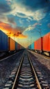 Wagon of freight train with containers Royalty Free Stock Photo