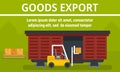Wagon goods export concept banner, flat style