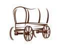 Wagon Illustration with Silhouette Style