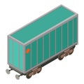 Wagon locomotive icon, isometric 3d style