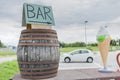 Wagon with plastic barrels and great ice cream Royalty Free Stock Photo