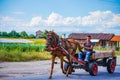 Wagon on summer country road rural scene Bulgaria Royalty Free Stock Photo