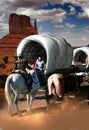 Wagon train flirt Royalty Free Stock Photo