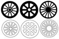 Wagon wheel silhouette icon bundle Royalty Free Stock Photo