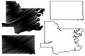 Wagoner and Washita County, Oklahoma State U.S. county, United States of America, USA, U.S., US map vector illustration,