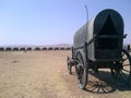 Wagons in a circle displaying camps many years ago Royalty Free Stock Photo