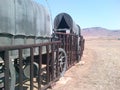 Wagons in a circle displaying camps many years ago Royalty Free Stock Photo