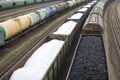 Wagons with coal and mineral fertilizers are waiting for departure, import ban, crisis, sanctions