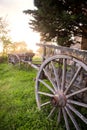 Wagons outside french chateaux