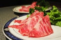 Wagyu beef with garlic,salt and pepper/Wagyu beef,  Japanese beef Royalty Free Stock Photo