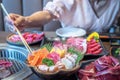 wagyu beef in plate on korean barbeque table in Japanese restaurant Royalty Free Stock Photo