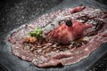 Wagyu beef sushi ready to serve in luxury restaurant