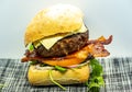 Wagyu burger in ciabatta Royalty Free Stock Photo