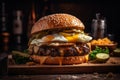 Wagyu burger. Generate Ai Royalty Free Stock Photo