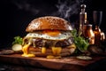 Wagyu burger table. Generate Ai Royalty Free Stock Photo