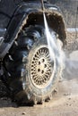 Wahing muddy tyre