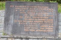 Seligenthal, Germany - 08 19 2020: Wahnbachtalsperre information stone at the dam side