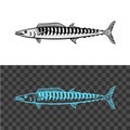 Wahoo fish illustration. King mackerel black sign. Royalty Free Stock Photo