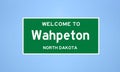 Wahpeton, North Dakota city limit sign. Town sign from the USA.