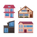 residential houses exterior flat style vector illustration