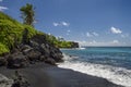 Waianapanapa state park, black sand beach. Maui, Hawaii Royalty Free Stock Photo