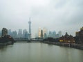Waibaidu Bridge, Garden Bridge in Shanghai China .cityscape in cinematic IG tone