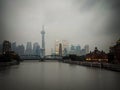 Waibaidu Bridge, Garden Bridge in Shanghai China .cityscape in cinematic IG tone