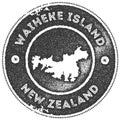 Waiheke Island map vintage stamp.