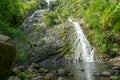 Waihirere falls tumble down sheer rock face into pool