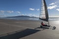 Waikanae Beach with land yacht and Kapiti Island