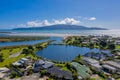 Waikanae Beach and river with lagoon and island