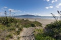 Waikanae Beach showing path to beach and foreground dunes