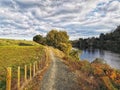 Waikato river trail in the sunset light in New Zealand
