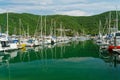 Waikawa Bay marina, Marlborough Sounds, New Zealand Royalty Free Stock Photo