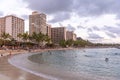 Waikiki Beach during a beautiful sunset Royalty Free Stock Photo