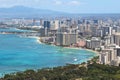 Waikiki Beach and the city of Honolulu, Hawaii Royalty Free Stock Photo