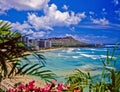 Waikiki beach and diamond head Royalty Free Stock Photo