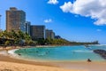 Waikiki beach and Diamond Head in Honolulu Hawaii Royalty Free Stock Photo